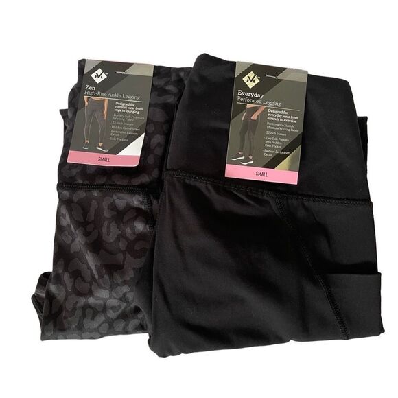 Members Mark TWO leggings. Two for the price of one ! Black and animal print - Picture 1 of 11